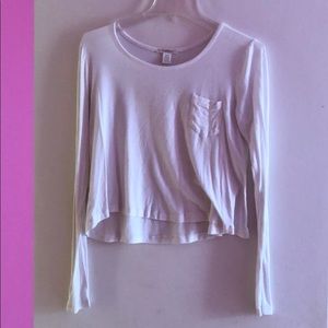 Cropped long sleeve white shirt